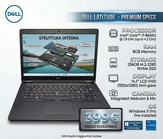 Notebook DELL Latitude 5490 Core I7-8650 Ram 8GB 256GB SSD - Windows 11 Pro